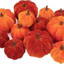 VGIA 12 Pcs Artificial Pumpkins Velvet Pumpkins with Assorted Sizes Fall Harvest Halloween Decorations Holiday Table Decor Farmhouse Decorations for Home (Multi Color)