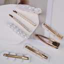 2 x 8PCS Pearl Hair Clips Set,Shiny Shell-Shaped Barrettes-Elegant Bridal Hair Accessories for Women&Girls,Wedding Gift(White)