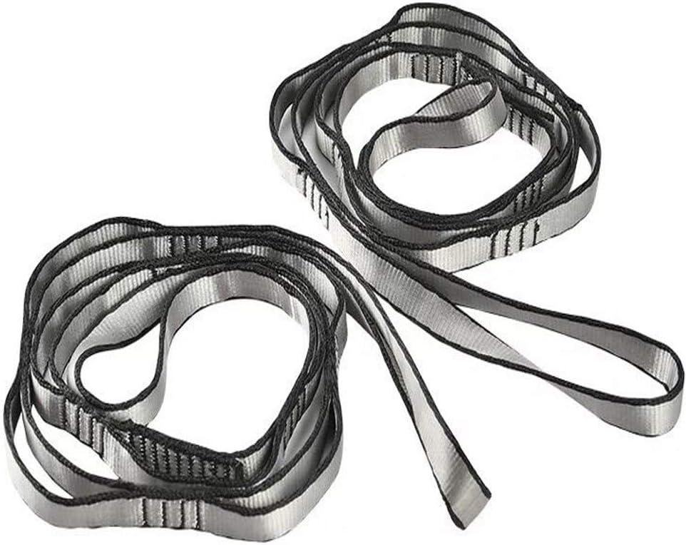 2pcs Nylon Daisy Chain 6 Loop Adjustable Multipurpose Strap Rope 25kN Strong Climbing Straps 43 Inches for Yoga Swing Yoga Hammock Trapeze Ceiling Anchors Daisy Chains (Gray)