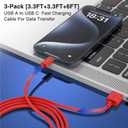 3-Pack Red [3.3FT+3.3FT+6FT] USB A to USB C CableUSB to USB C Car Carplay Cable for iPhone Air 17 16e 16 15 Pro Plus Pro Maxfor Galaxy S25/S24, for iPad Pro/Air/mini, for MacBook Pro/Air and More