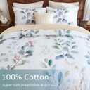 100% Cotton Comforter Queen Green Botanical Bedding Set Sage Green Leaf Floral Cottagecore Country Theme Super Soft Breathable Cotton Bed Comforter Set