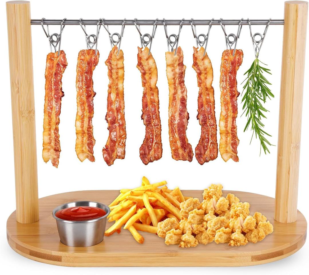 Bacon Display Rack, Bacon Holder with Bacon Serving Dissents, Suspended Exquisite Bacon Holder, Bacon Tray for Bacon Gifts, Birthday Parties, Party Activities, Countertop Display Of Bacon Rack