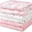 GLLQUEN BABY Receiving Blanket Boy Cotton Muslin Swaddle Blankets Girl Newborn Squares Breathable & Soft Thin Baby Blankets Cloths Double Absorbent Infant Swaddling Wrap - 6 Pack (Rosebud)