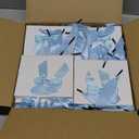 Kolldenn 50 Pcs No DIY Small Gift Bags with Blue Bow Ribbon 4''x2.7''x4.5'' Mini White Paper Thank You Bags Bulk with Handle for Baby Shower Wedding Party Favor Birthday Return Guests