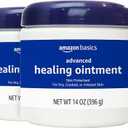 Amazon Basics Healing Ointment & Skin Protectant for Dry & Cracked Skin and Chapped Lips, Fragrance Free, 14 Oz (Pack of 4)