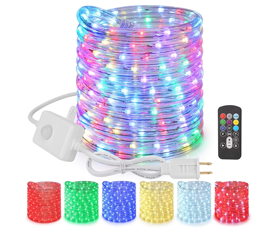Brizled Color Changing Rope Lights, 18ft 180 LED RGB Rope Lights, Connectable Christmas Light Indoor Tube Lighting with Remote Outdoor White Tube Light Waterproof Color Outdoor Lighting for Xmas Decor