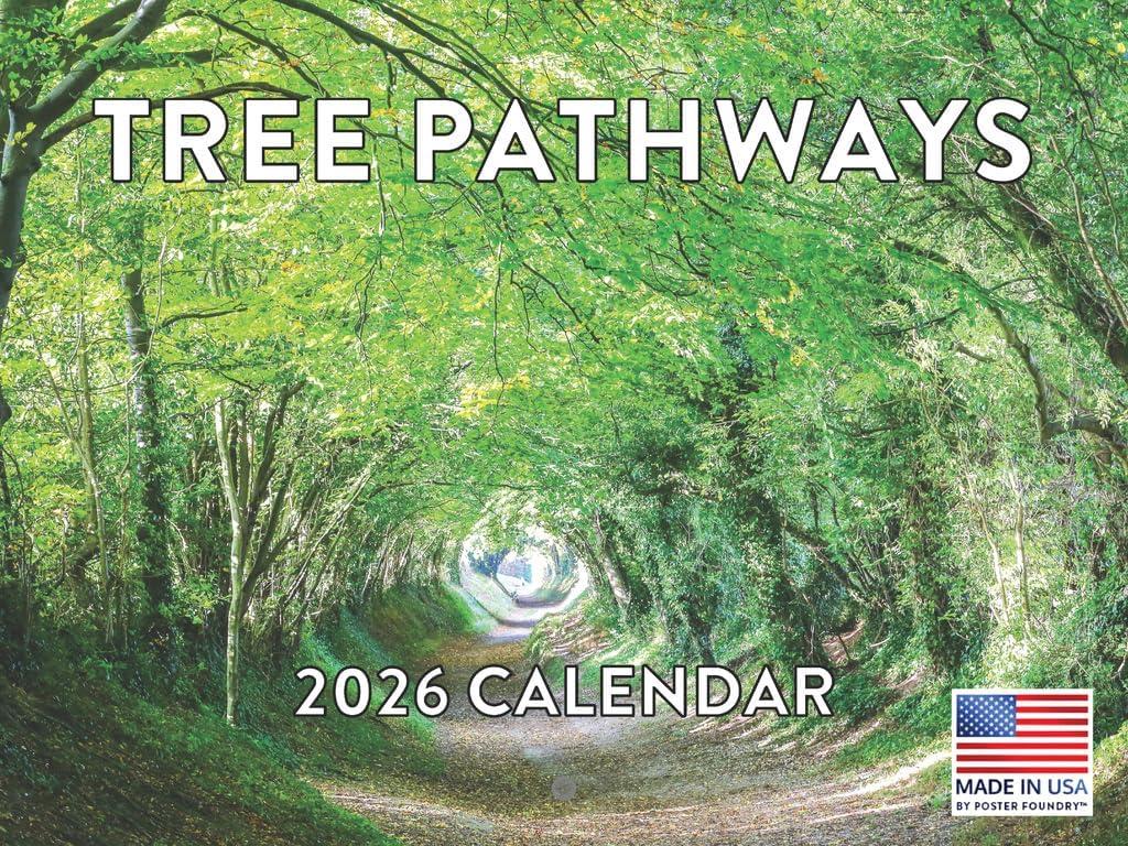 3 x Tree Pathways Nature Calendar 2026 12 Month Forest Gifts For Nature Lovers Trees Monthly Wall Calender | American Made In The USA