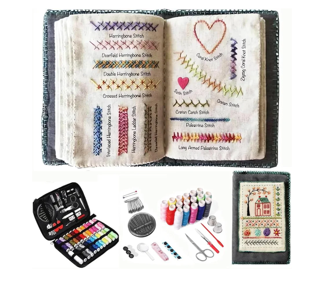 YAGUAN 2026 Upgraded Embroidery Stitch Book Kit, 106 Patterns with Tools & Tutorials, 86 PCS Beginner Embroidery Kit, Portable AllinOne Hand Embroidery Book for Adults & DIY Craft Lovers
