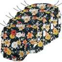 Porch Shield Outdoor Cushion Slipcovers Patio Chair Seat Cushion Covers Set 4 Waterproof Fade Resistant 21 x 21 x 4 inch, Floral Black