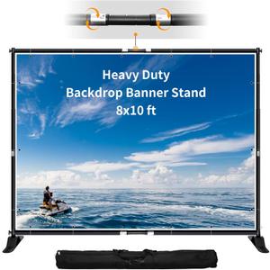 FUDESY 10x8 ft Backdrop Banner, Heavy Duty Adjustable Background Stand Kit with Carrying Bag, Step and Repeat Photography Frame for Trade Show Display Photo Booth Parties