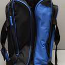 Double Roller 2 Ball Bowling Bag with Separate Shoe Compartment for Bowling Shoes (Up To US Mens Size 15) and Oversized Accessory Pocket, Retractable Handle - Extends to 40" (Black-Blue)