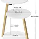 BEWISHOME Round End Table Side Table with Metal Frame, Accent Bedside Table Nightstand with 3-Tier Shelves, Small Couch Table for Living Room Bedroom White Gold KTZ41M, without PowerOutlet