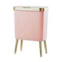 Procade Bathroom Trash Can with Lid, 4 Gallon Pink Garbage Can, Tall Plastic Trash Bin with Push Button, Slim Gold Trash Can Waste Basket for Room, Bedroom,Office,Kitchen (Pink)