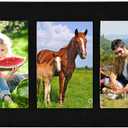 Adeco 7 Openings Black Collage Wooden Photo Frame, Wood Wall Hanging Collage Picture Frame, Wall Decor Made to display Seven 4 x 6 Inches Images Photo Frame for Family, Living Room, Bedroom