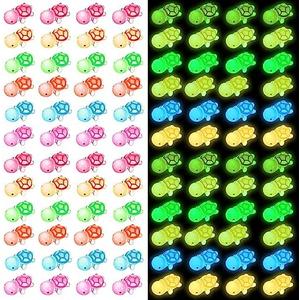 Lenwen 96 Pcs Glow in The Dark Turtle Figure Bulk Luminous Mini Sea Turtle Tiny Resin Animal Miniature Figurines for Ocean Animal Party Favors Ocean Theme Birthday Party Decorations DIY Home Garden