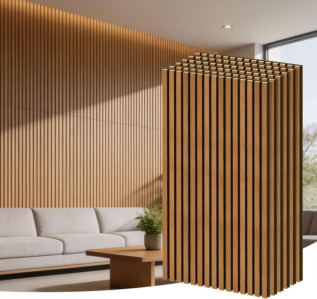 RITOLLO 6-Pack Wood Slat Wall Panels, 46.5 Sq Ft Coverage, Teak