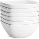 Foraineam Porcelain Square Cereal Bowls 20 Ounces Soup Pasta White Serving Bowl for Dinner, Dessert, Salad, Fruit, Small Side Dishes, Set of 6
