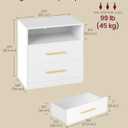 VASAGLE Custos Collection - 23.6 Inch Wide Nightstand with Charging Station, LED Lights, Modern Night Stand, Side End Table with Drawers, Open Shelf, 2 AC Outlets USB Ports, Cloud White, 1 PACK