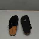 Women's Suede Clogs Mens Leather Mules Comfort Cork Footbed Sandals with Arch Support and Adjustable Buckle (Black)