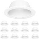 6 Inch Can Light Cover,12 Pack White Can Light Trim, Step Baffle with Detachable Ring, Anti-Glare,All Metal Material