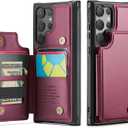 Vinich for Samsung Galaxy S25 Ultra Wallet Case with Card Holder, RFID Blocking Credit Slots Kickstand Shockproof Phone Cover Fit for Galaxy S25 Ultra 6.9" Wine Red