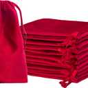 QIANF 12pcs Red Velvet Drawstring Bags 4x6 inches Glossy Velvet Cloth Small Gift Bags Jewelry Pouches for Storage Wedding Party Favor Christmas
