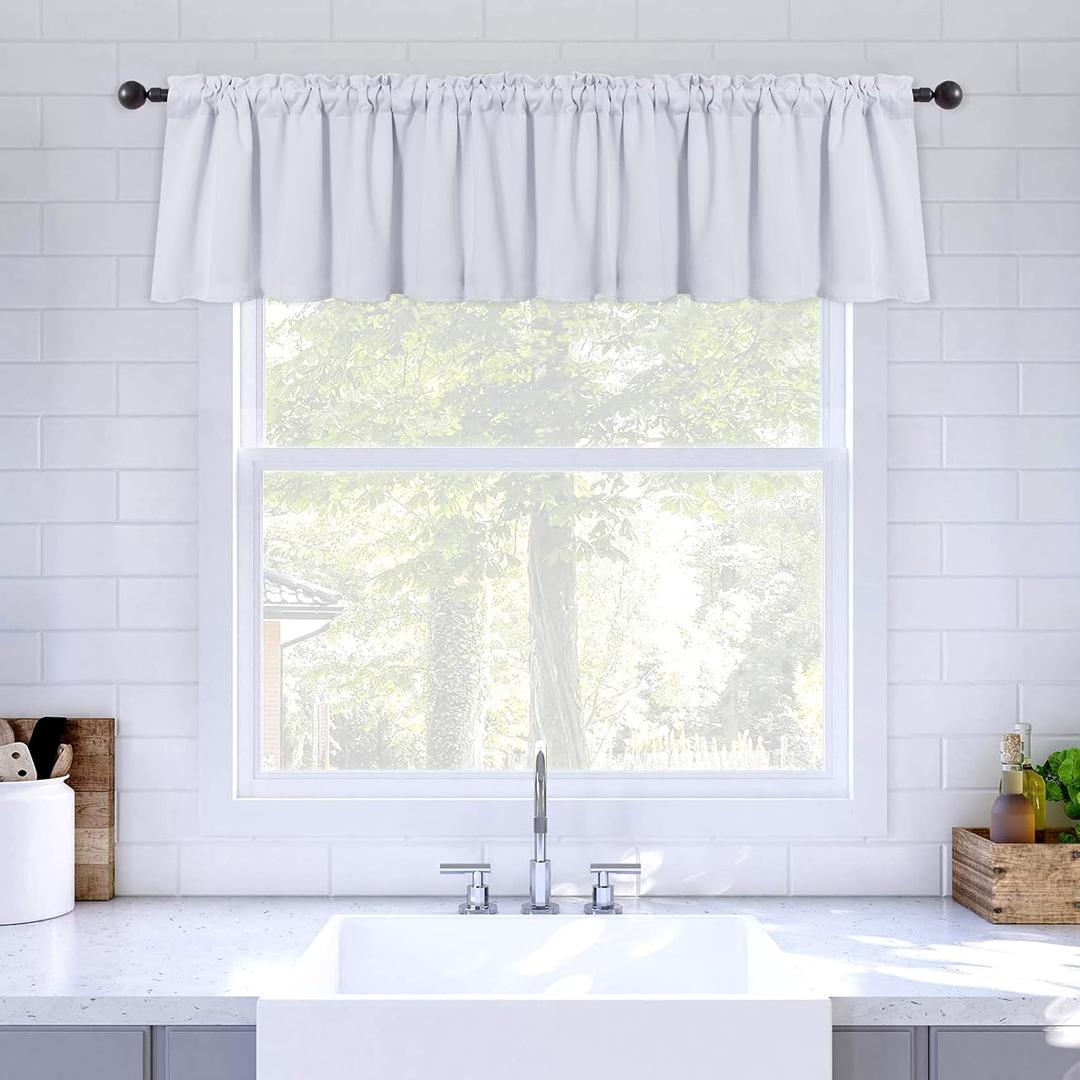 3 x MIULEE Blackout Valance Rod Pocket Thermal Insulated Window Treatment Tiers Solid Short Curtain for Small Window Bedroom 52 x 18 Inches 1 Panel Greyish White