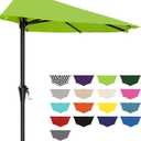 AreShark 9FT Half Patio Umbrella, Outdoor Wall Umbrella with Crank & 5 Sturdy Ribs, Table 1/2 Umbrella Patio for Garden, Deck, Balcony and Pool, Apple Green