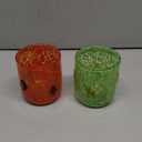 2 Pcs Christmas Icon Glass Cups-14oz Elk Christmas Tree Icon Juice Glasses,Stemless Drinking Coffee Cocktail Glassware Cup,Ideal for Gift Party Lovely Gifts Drinkware (Red,Green)