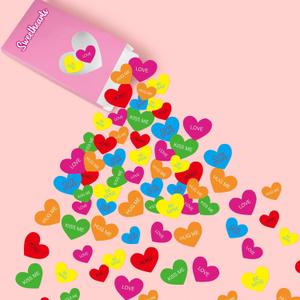 Humyoun 61 Pcs Valentine's Day Wall Decorations Valentine's Day Conversation Hearts 1 Box 60 3D Heart Stickers Wall Decals for Sweethearts Candy, Classroom, Office,Wedding Decor