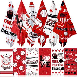 Moukeren 6 Pack Large Baseball Beach Towels 60x28 Inch Microfiber Quick Dry Towel for Baseball Fans & Players Just a Girl Who Loves Design Soft Absorbent for Beach Swimming Bath Sport Party Favors