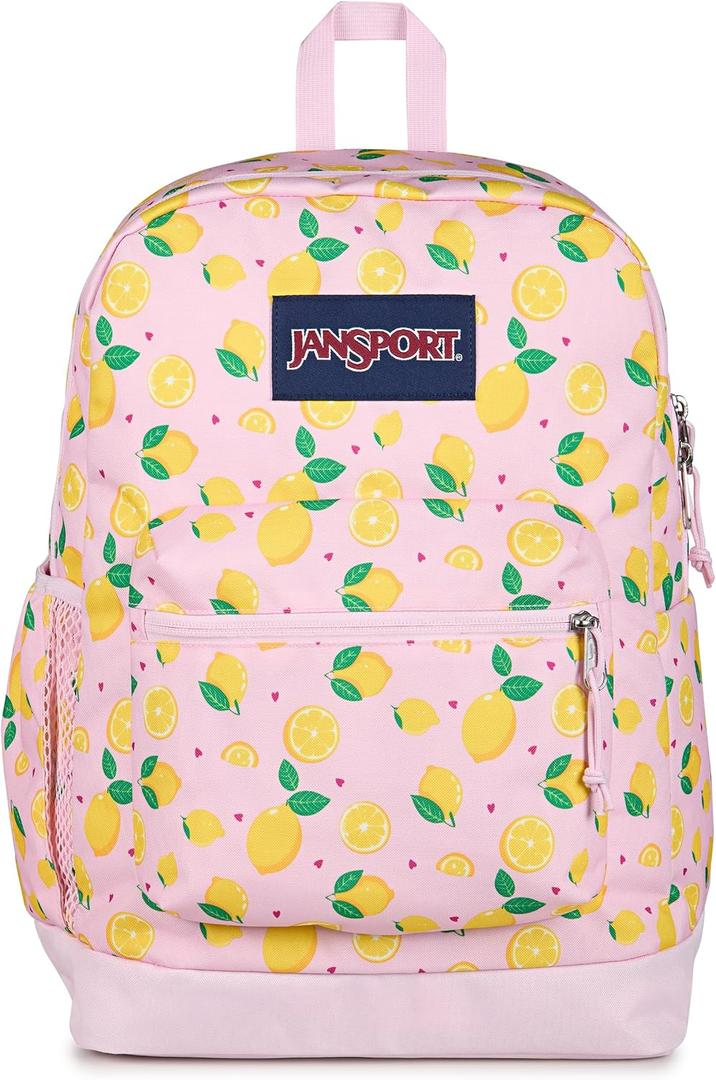 JanSport 26L Cross Town Plus Backpack, Lemonade Stand Pink Ice/Yellow/Green, One Size