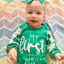 Baby Girl Romper Outfit Newborn Ruffle Button One-Piece Jumpsuit Playsuit With Headband (Green)