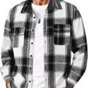 COOFANDY Men's Flannel Shirts Long Sleeve Cotton Plaid Shirt Jacket Casual Button Down Shirt with Pockets (Black, S)
