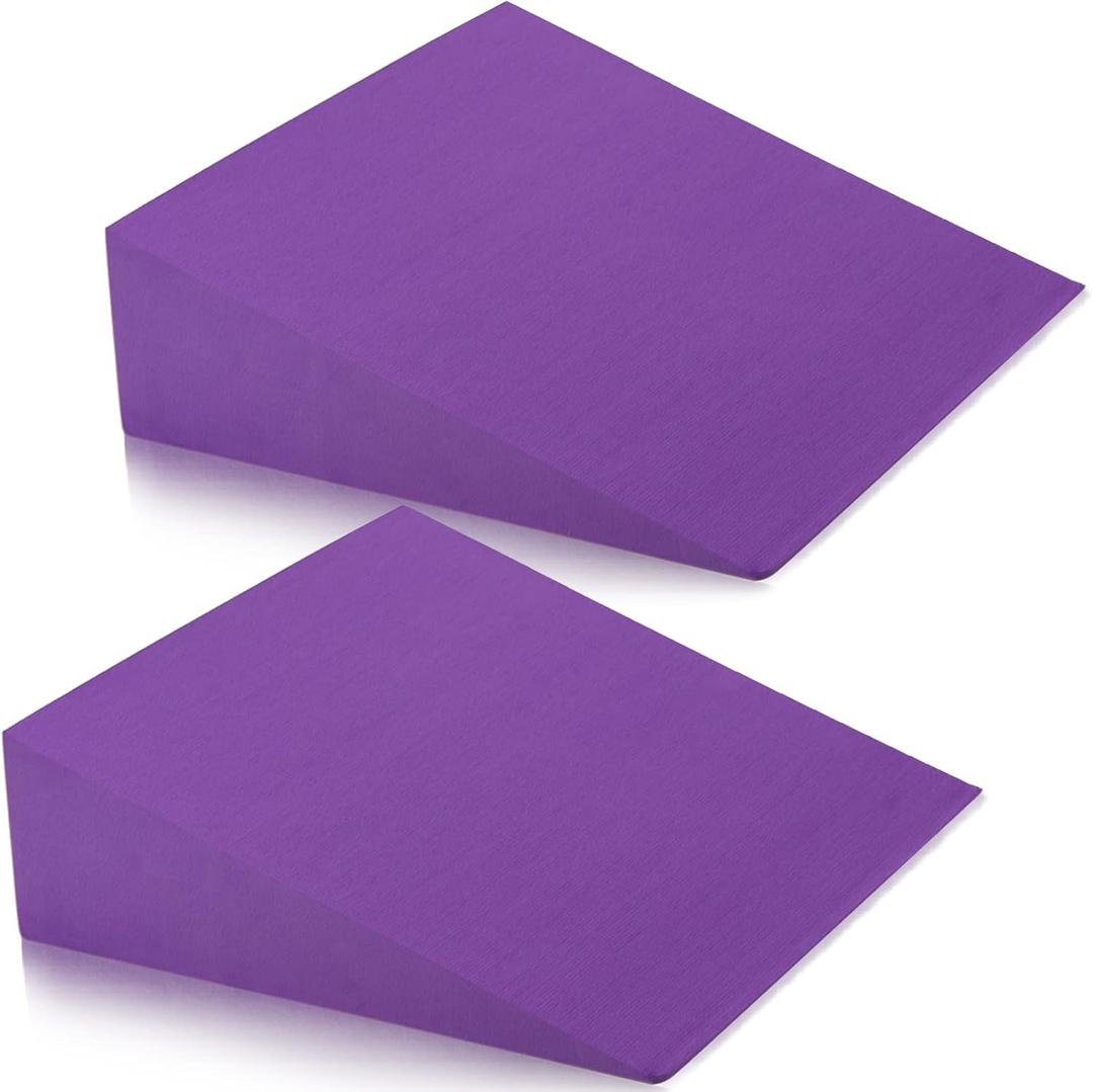 DEAYOU 2 Pack Yoga Foam Wedge, 13" EVA Foam Calf Stretch Slant Board for Lower Leg Strength Improve, Squat Wedge Incline Block for Workout, Exercise, Foot Heel Stretcher, Wrist Back Support (Purple)