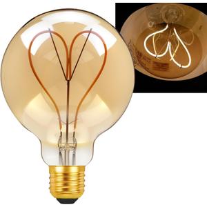 40 Watt Decorative Vintage LED Light Bulbs, G95 Love 4W Golden LED Filament Edison Bulb,2700K Oversized Warm Lights,Dimmable E26 Lamp Base,1-Pack-Gold