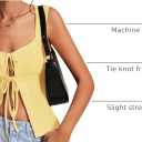 Milumia Women Tie Front Y2k Tank Tops Wide Strap Sexy Cut Out Split Hem Sleeveless Tops (Yellow, S)