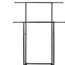 Fishat Black Simple Standard 2 Double Rod Clothing Metal Garment Rack for Hanging Clothes, Rolling Clothes Organizer with Mobile Lockable Wheels
