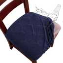 Genina Waterproof Dining Room Chair Cover Set of 6, Stretch Jacquard Seat Covers for Dining Room Chairs, Kitchen Parsons Chair Covers Slipcover Protector