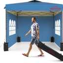10x10 Pop Up Canopy with Sidewalls, Easy Up Canopy Tent, Heavy Duty Tents for Parties, One Person Set Up Event Tent, Light Blue