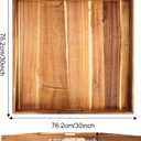 30'' Extra Large Square Wood Tray - Acacia Wood Ottoman Tray with Handles, Rustic Serving Tray for Living Room, Kitchen and Coffee Table, Wooden Trays for Ottoman,Ottoman Table Topper