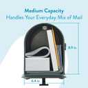 Architectural Mailboxes Edson Weather-Resistant Steel Metal Post Mounted Mail Box for Outside, Gunmetal Grey, Medium Curbside Mailbox with Magnetic Latch, USPS Approved for Residential Delivery