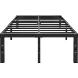 ALDRICH 18 Inch Metal Full Size Bed Frame - Black Basic Steel Slats Platform, Easy Assembly Heavy Duty Noise Free Bedframes, No Box Spring Needed