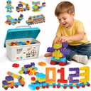 Building Blocks for Toddlers Set, 200 PCS STEM Construction Toys for Toddlers 3+, Interlocking Preschool Learning Educational Gift for Creative Play, Fine Motor Skills, Indoor Outdoor Travel