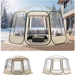VEVOR Pop up Sports Tent, Clear Bubble Tent for 1-6 Person, Waterproof Outdoor Pod with Floor Mat & Top Cover, Garden Igloo Dome Tents Camping Shelter for Sports Watching | 12'L x 11.1'W x 7.2'H