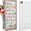 40-Pocket Over the Door Shoe Organizer - Large Mesh Pocket Hanging Shoe Rack for Door, Shoes Storage Holder Sturdy Non-woven Fabric - Stores 20 Pairs (White02)