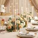 Hurricane Glass Candle Holders, Gold Candlestick Holders 18 Pcs