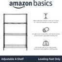 Amazon Basics 4-Shelf Adjustable Heavy Duty Steel Wire Rack Storage Shelving, Sturdy Garage Shelving, 350 lbs Capacity Per Shelf, Easy No-Tool Assembly, 36" x 14" x 54", Black | Heavy Duty, Adjustable, for Kitchen, Garage, Storage, Shelving Organizer