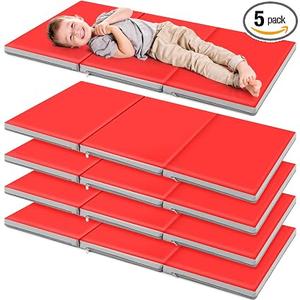 Wesiti 5 Pcs Kids Nap Mats for Preschool Daycare Bulk, Red, Gray
1.37" Thick 3 Section Sleeping Mats for Toddler, Waterproof, Kindergarten Classroom Back to School Supplies, 47"L x 24" W