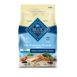 Blue Buffalo Chicken & Brown Rice Puppy Dry Food, Natural, 5 LB (Pack of 3)